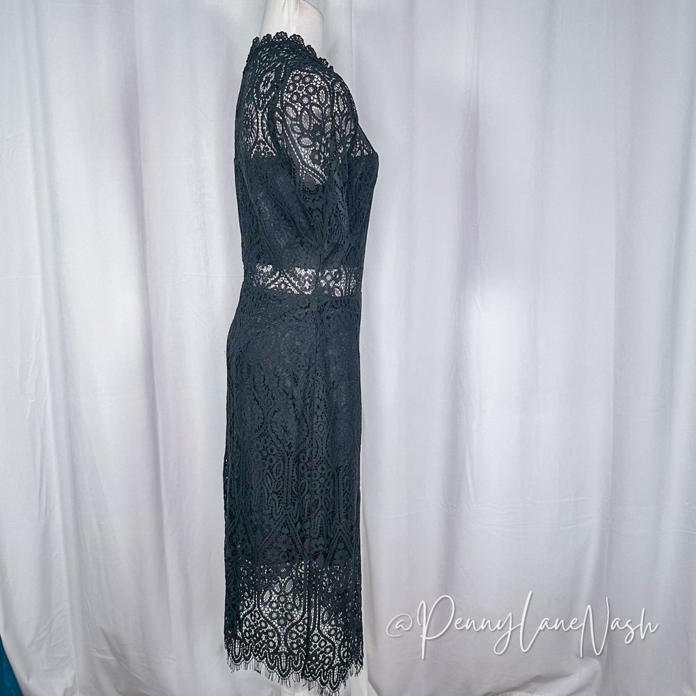 NWT Lulu's Remarkable Black Sheer Lace Short Sleeve Midi Dress - Picture 6 of 15